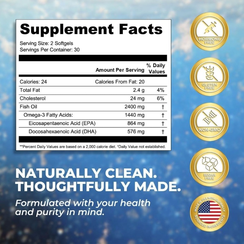 오메가-3 피쉬 오일 소프트 캡슐 2400mg (EPA - Omega 3 Fish Oil 리뷰 및 가격